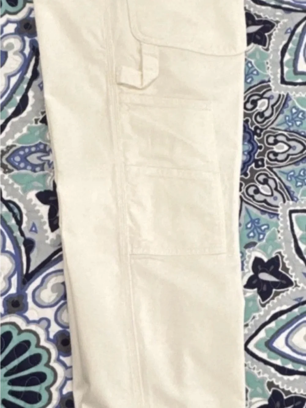 Men’s Cream Cargo Work Pants Utility Carpenter Style Size 32x30
